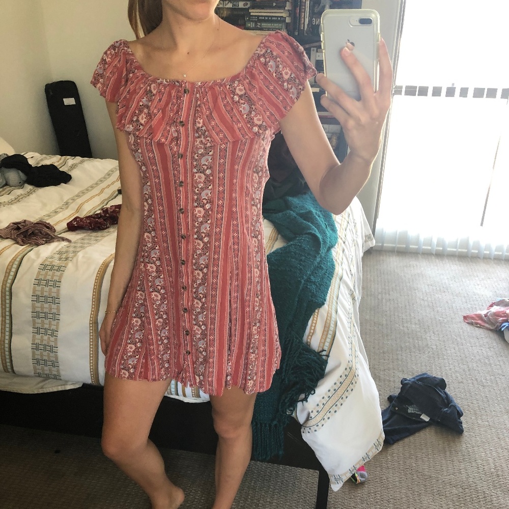 American Eagle off the shoulder dress red